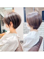 アヴァロン(AVALON)&nbsp;絶壁解消×マロンベージュ×40代×前髪長め大人ショートボブ永