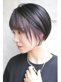 大人可愛い20代30代40代黒髪前下がりショートボブ丸みショート
