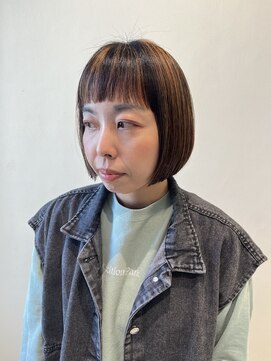 スタイル 茅ケ崎(STYLE) 【ハクラ】ルーツカラー アンブレラカラー ボブ オレンジカラー