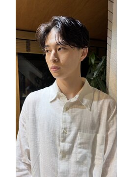 サンアタゴノット(san.atagonot) men's hair/フェザーパーマ/ブルーブラック/メンズサロン