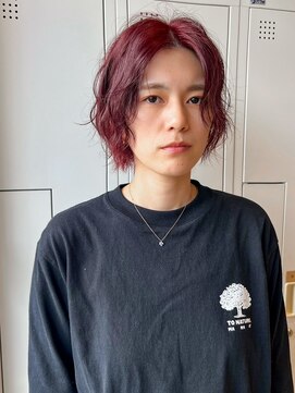 バランス ヘアーアンドアイラッシュ 野田店(balance.) レッドカラー×パーマ風レイヤー
