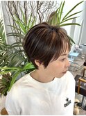 ショートスタイル/白髪ぼかしハイライト