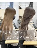 韓国×顔まわりカット×レイヤーカット×グレージュ