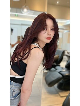 ノク 渋谷(nok) ハンソヒレッド_前髪マチルダボブピンクベージュ