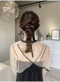 ポニー編みおろしお呼ばれヘアセット