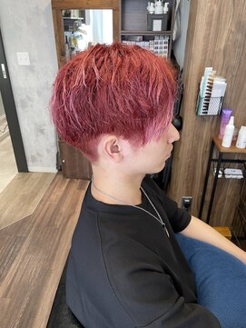 ラル(Lull) メンズカット【複雑履歴からデザインレッドカラー】