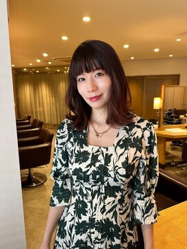 ユウヘアー 三軒茶屋店(U Hair) 【U Hair】大人顔周りレイヤー/大人女性/秋冬カラー/赤みカラー