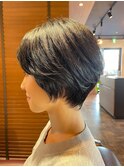 イメチェン美髪ショートボブワイドバング明るい白髪染め