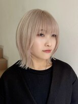 サンク 原宿 表参道(cinq)&nbsp;ミルクティーグレージュ切りっぱなしボブ長めボブナチュラルボブ