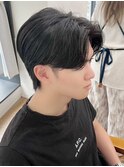 韓国マッシュセンターパート×黒髪ツーブロックフェザーパーマ