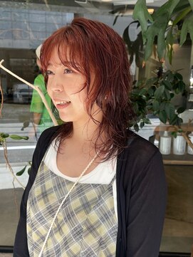 オムズ(OM's) レイヤーパーマ／オレンジカラー/レイヤーカット