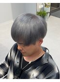 ホワイトシルバーメンズブリーチカラーマッシュ刈り上げツーブロ