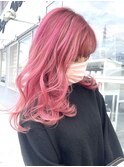 #ロング#セミロング#ゆる巻き#ピンク#ダブルカラー