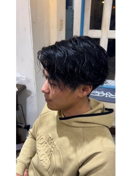 リッカヘアー(Ricca hair) 20代30代無造作ショートレイヤーツーブロックメンズパーマ