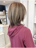 福山市美容室Caary人気 立体感ハイライトハイトーンカラー