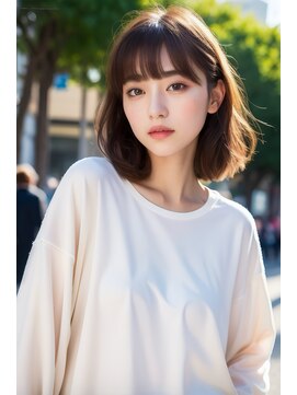 ライリー(riley) rileyワンカール外はねロブ×肌映えブラウンベージュ