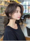 ★グレージュデザインカラーハッシュカットツートンカラーボブ