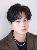 【早坂駆留】センター分けニュアンスパーマハーフアップバング◎