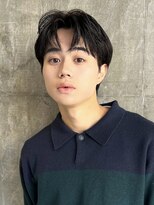 艶センターパートスペインカールブルーブラック韓国マッシュ