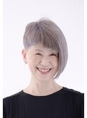 大人ボブ！ピンクシルバー白髪カラーアシンメトリー