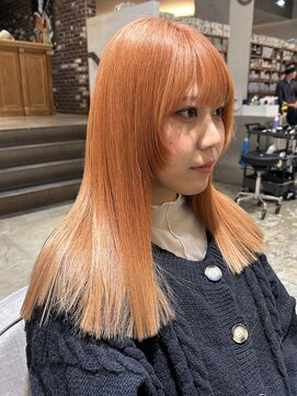 ノラ ヘアーサロン(NORA HAIR SALON) オレンジベージュケアブリーチカラー顔まわりカット