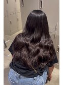 ココアブラウン×コテ巻き風パーマ