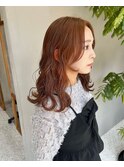 #オレンジカラー#波ウェーブ#ロング