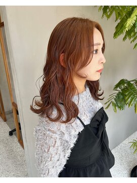 ジーナ 神戸 三田駅前(Zina) #オレンジカラー#波ウェーブ#ロング