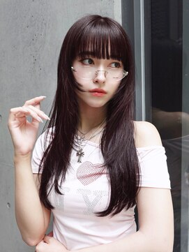 アルバム 渋谷パルコ(ALBUM) ロンググレージュ暗めカラー韓国ヘア顔周りレイヤー_F31099