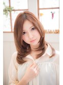 【miel hair blanc】ピーチオレンジの愛されストレート☆