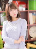 大人かわいい斜めバング小顔アッシュオリーブc5戸頭20代30代40代