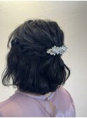 ハーフアップアレンジ　ヘアセット