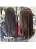 グレイカラーもオイルカラー　艶髪　ブラウン　トリートメント