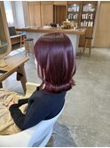 ブリーチなしワインレッド