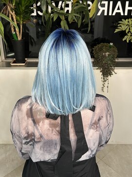 イエナ 渋谷(IENA) ルーツカラーデザインカラーブルーカラーボブ顔周りレイヤー