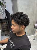 調布メンズカットスパイキーショートパーマ強め30代