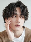 渋谷メンズパーマシャドウパーマシースルーマッシュウルフゆるめ