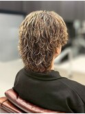 天白メンズパーマ　ウルフツイストスパイラルパーマ メッシュ