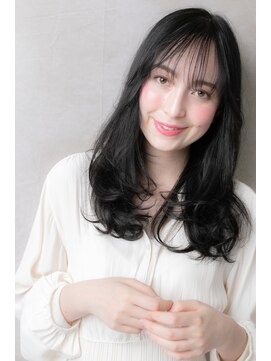 カバーヘア 上尾西口店(COVER HAIR) シースルーバング黒髪韓国風ふんわりカールY上尾20代30代40代