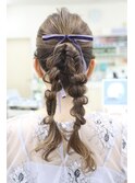 ポニーテールの編みおろし