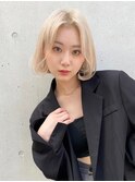 外国人風 韓国風ボブ切りっぱなしボブタンバルモリブロンドM0906