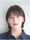 切りっぱなしボブ　美髪　丸型ベース型　グレージュ