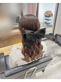 三つ編みハーフアップ