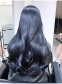 韓国風レイヤーカットブリーチなしブルーブラック