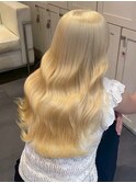 15901抜きっぱなしブリーチ金髪レイヤーロングホワイトブロンド