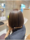 丸みボブ×アッシュベージュ