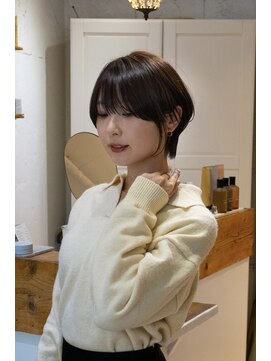 センスヘア(SENSE Hair) ショートボブ/小顔カット/耳掛けショート/グレージュカラー