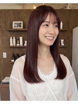 零秒女髪 千里丘店 上品な透明感と艶のある美髪セミロング髪質改善艶髪艶カラー艶感