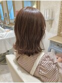 ボブ/カーキグレージュ/大人かわいい/フェザーバング/大宮