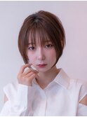 20代30代大人かわいい前髪カール小顔ショートボブシアカラー